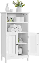 Bathroom Floor Cabinet, Free Standing Cabinet with Double Door and Inner Adjustable