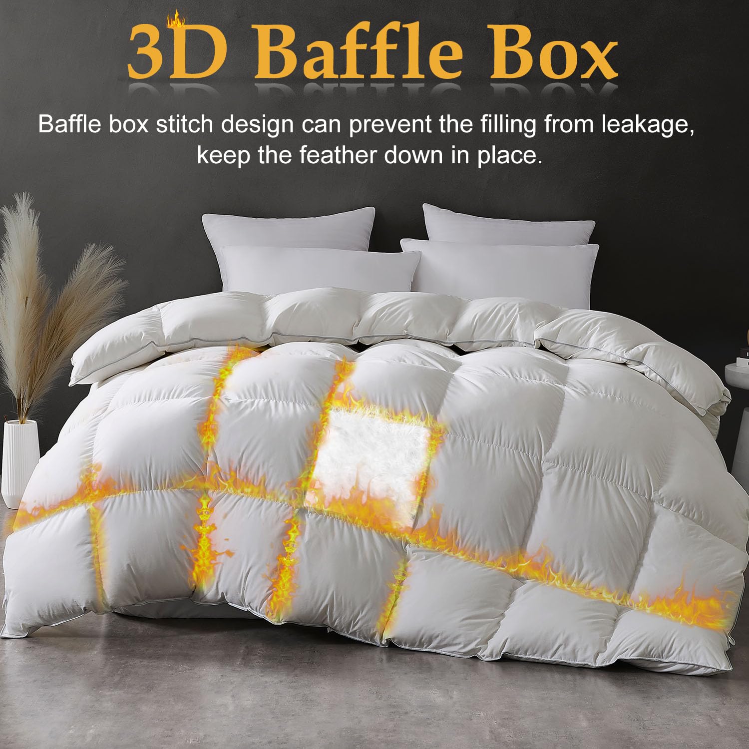 King Size Feather Down Comforter - Luxurious All-Season Duvet Insert