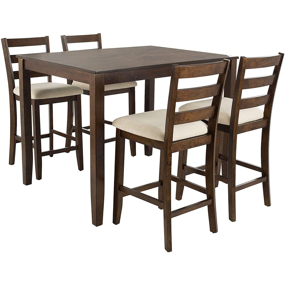 Home Collection Melvin 5 Piece Pub Set, Brown and Beige