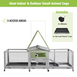 Rabbit Hutch Bunny Cage Indoor & Outdoor Rabbit Cage on Wheels, Large Guinea Pig Cage