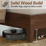 King Size Wood Bed Frame with Tall Tufted Headboard - Walnut