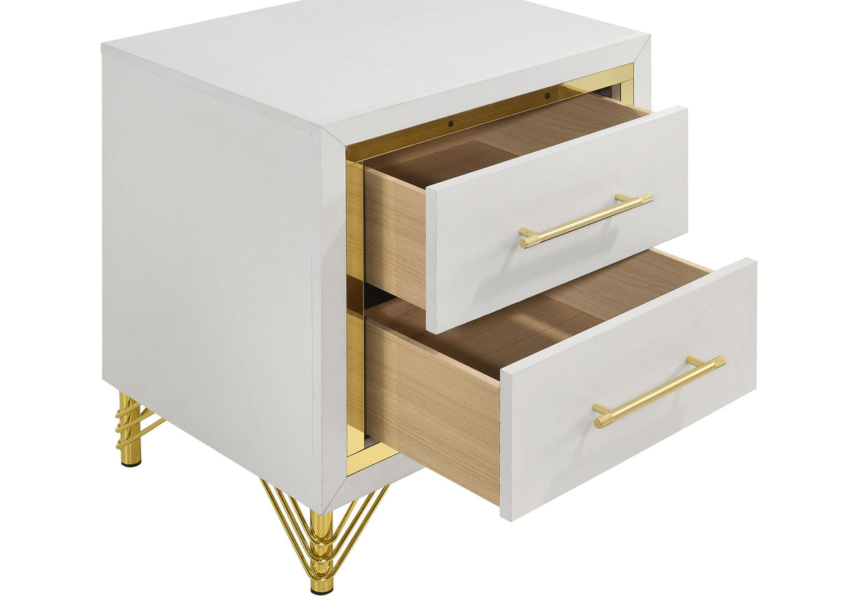 Coaster Lucia 2-Drawer Nightstand White and Gold