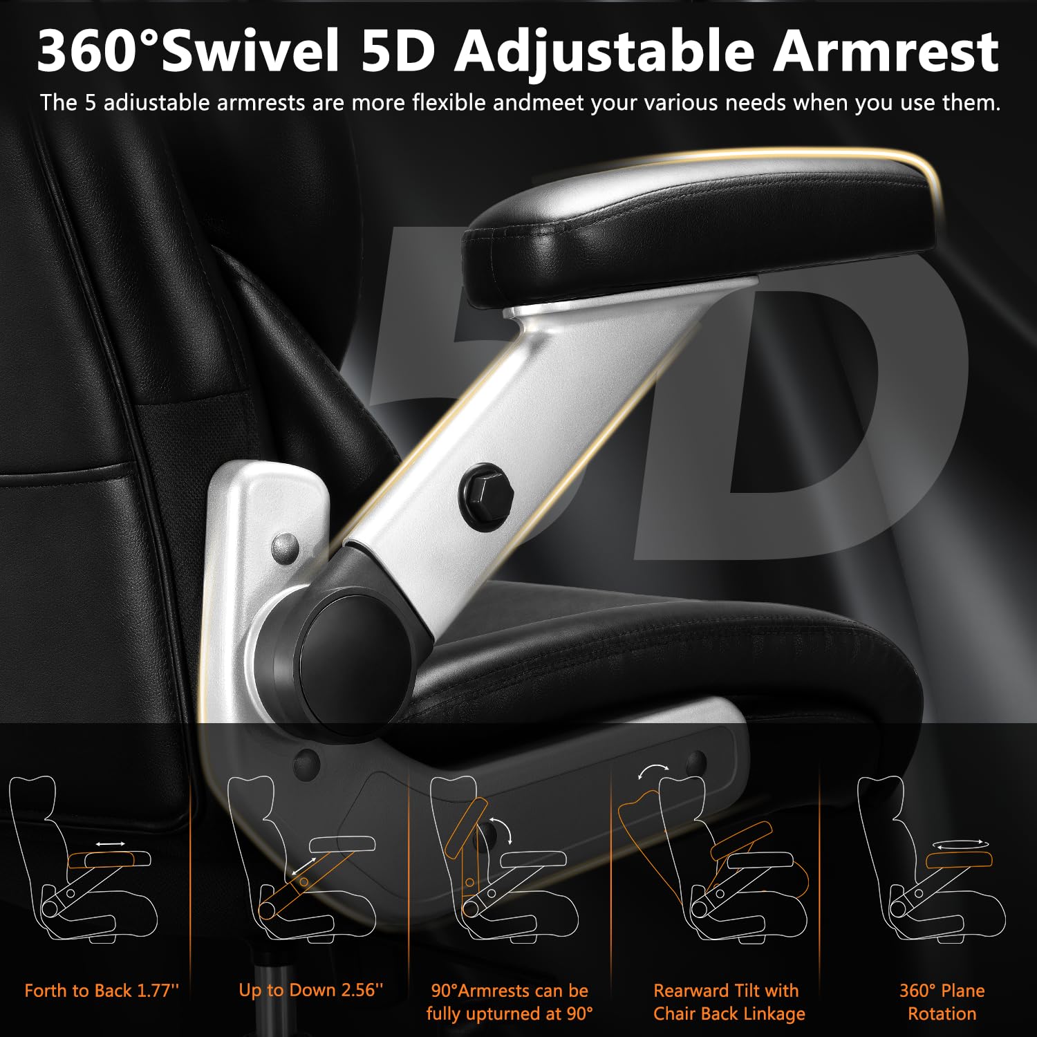 600lbs Big & Tall Office Chair with 3D Heated Massage and Lumbar Support