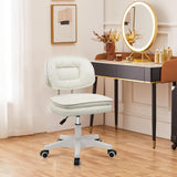Small Rolling Stool with Backrest - Adjustable Height Vanity Chair