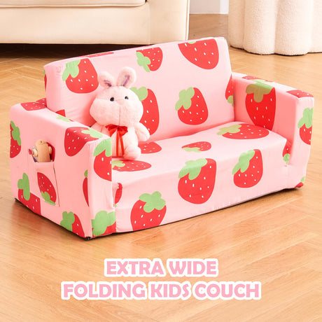 Toddler Couch, Kids Chair Couch, 2-in-1 Kids Couch Fold Out, Convertible Kids Sofa to Lounger for Girls and Boys Chair for Toddlers