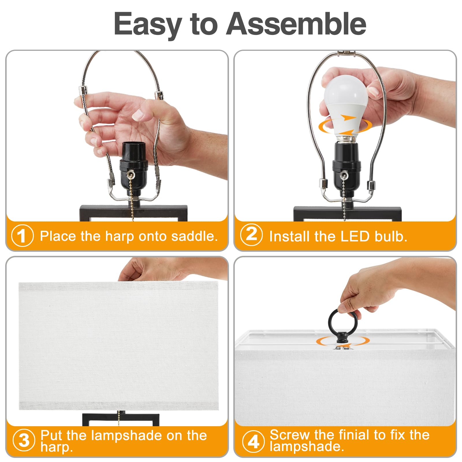 24" Table Lamps Set of 2 with USB Ports & Adjustable Color Temperature