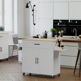 Rolling Kitchen Island Table on Wheels with Drop Leaf