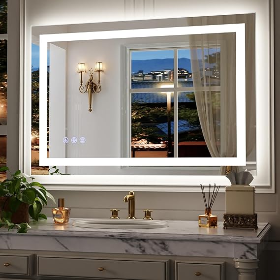 LED Bathroom Mirror 36x24 with Anti-Fog & Dimmable Lighting