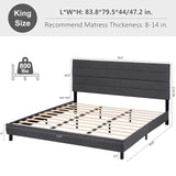 king Bed Frame, Modern Upholstered Bed Frame king with Adjustable Linen Headboard