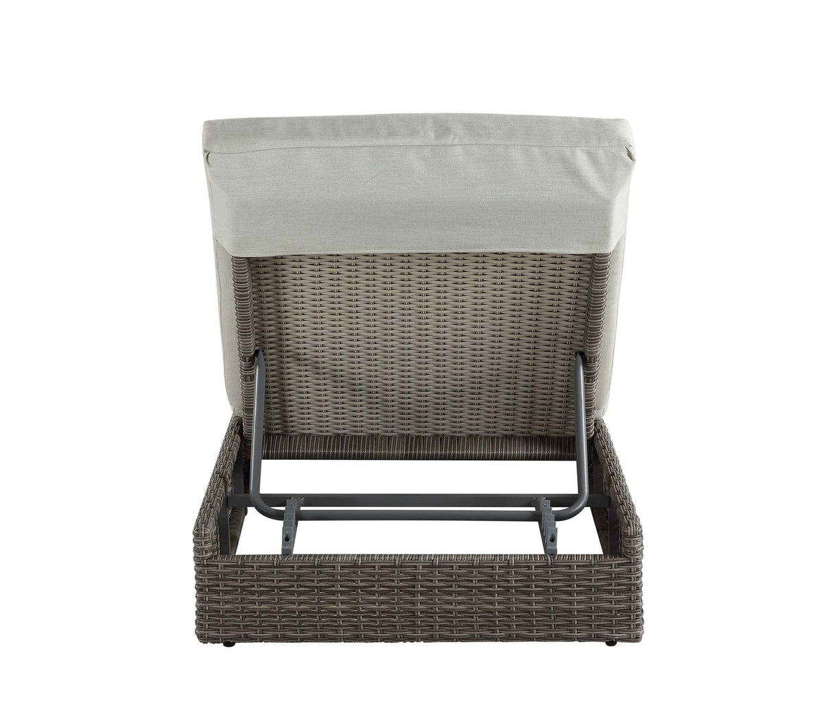 Furniture Adjustable Patio Lounge with Cushions, Beige and Gray