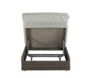 Furniture Adjustable Patio Lounge with Cushions, Beige and Gray