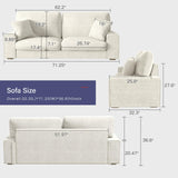 71.25" Chenille Sofa Couches for Living Room, 2 Seater Sofa