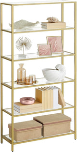 Bookcase, 6-Tier Bookshelf, Slim Shelving Unit for Bedroom, Bathroom, Home Office