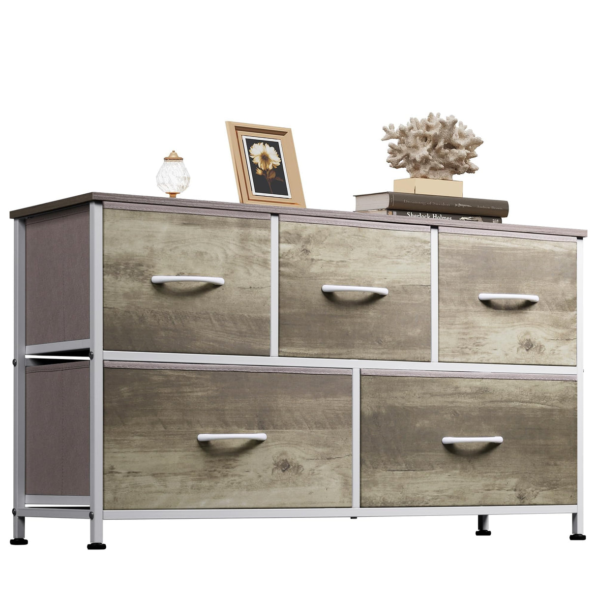 Dresser for Bedroom with 5 Drawers, Wide Chest of Drawers, Fabric Dresser,