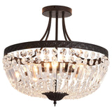 5-Light E12 Round Crystal Ceiling Light Fixture Modern Semi Flush