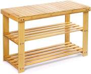 Wood Shoe Rack Bamboo Shoe Rack for Entryway Bench