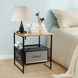 Square Side Table, 2 Tier End Table, Couch Side Table with Storage, Great