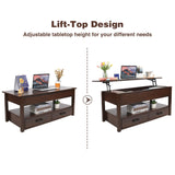 Lift Top Coffee Table with Storage,Lift Tabletop with Drawers and Hidden Compartment