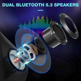 Gaming Chair with Bluetooth Speakers, LED Lights & Massage - Reclining with Footrest