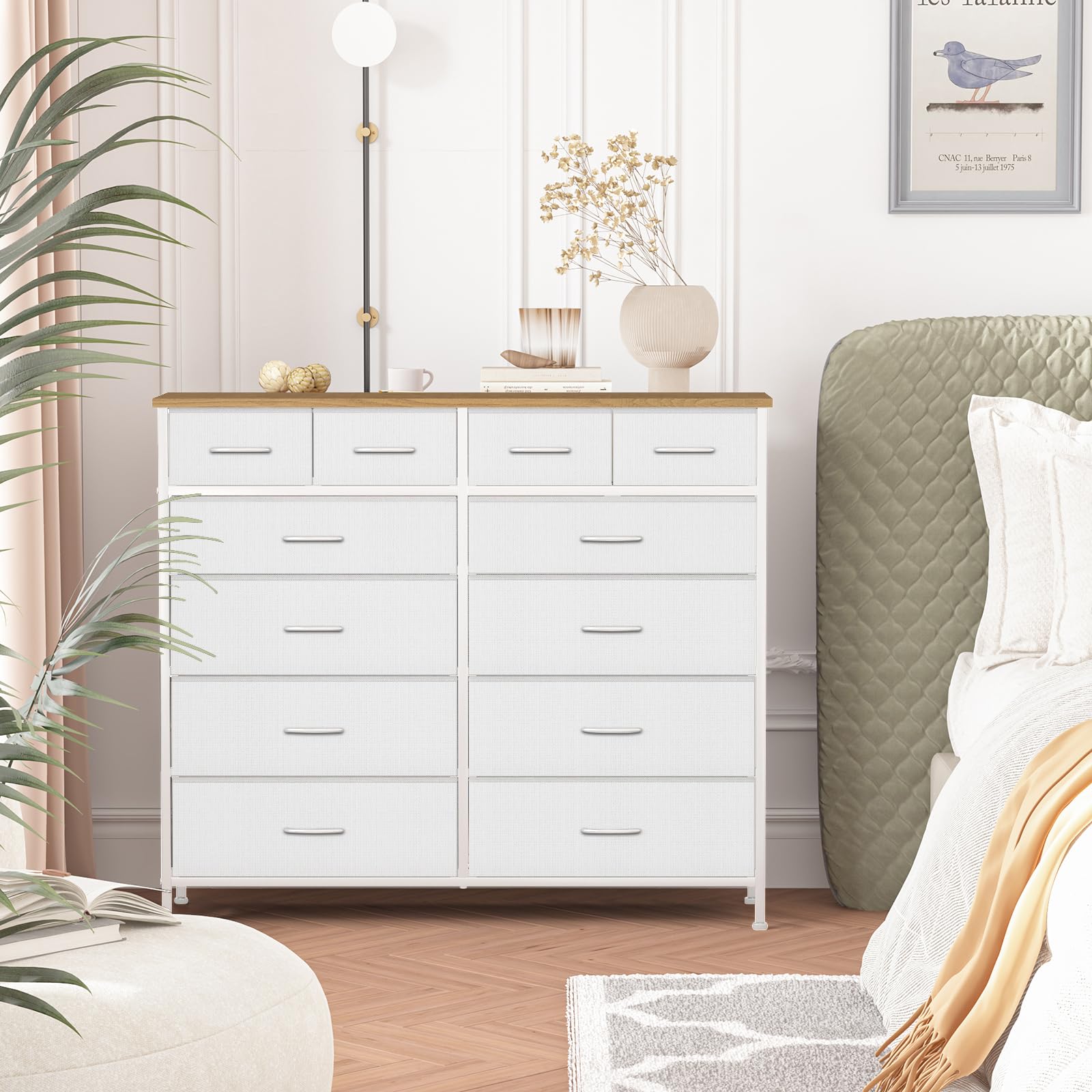 Compact 12 Drawers Dresser for Bedroom, Fabric Storage Tower