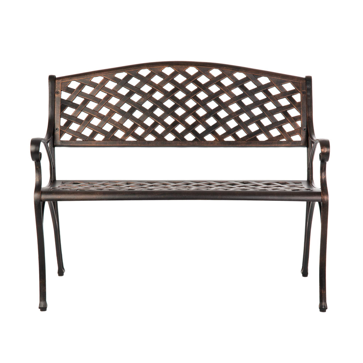 61491 Patio Bench Cast Aluminum Lightweight Sturdy Bench Perfect for Relaxing