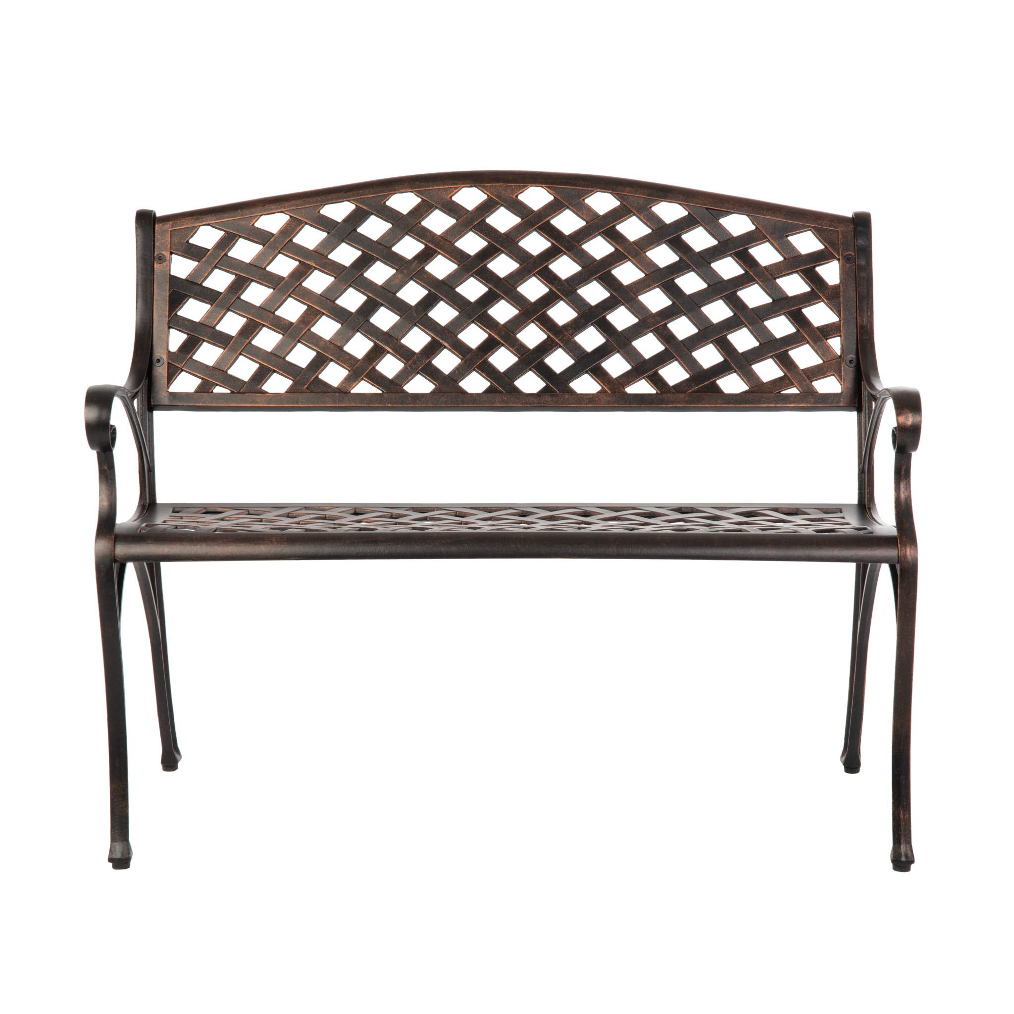 61491 Patio Bench Cast Aluminum Lightweight Sturdy Bench Perfect for Relaxing