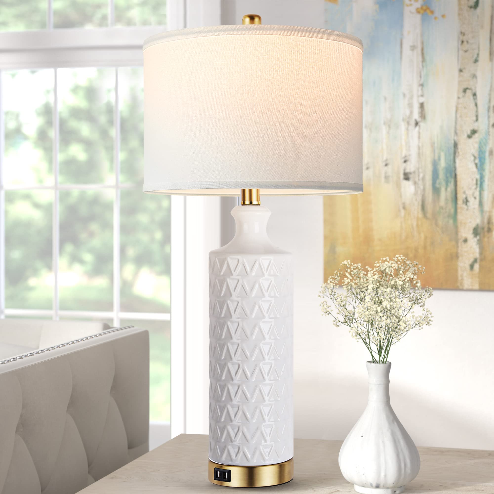 Touch Control Table Lamp Set of 2 with USB Ports