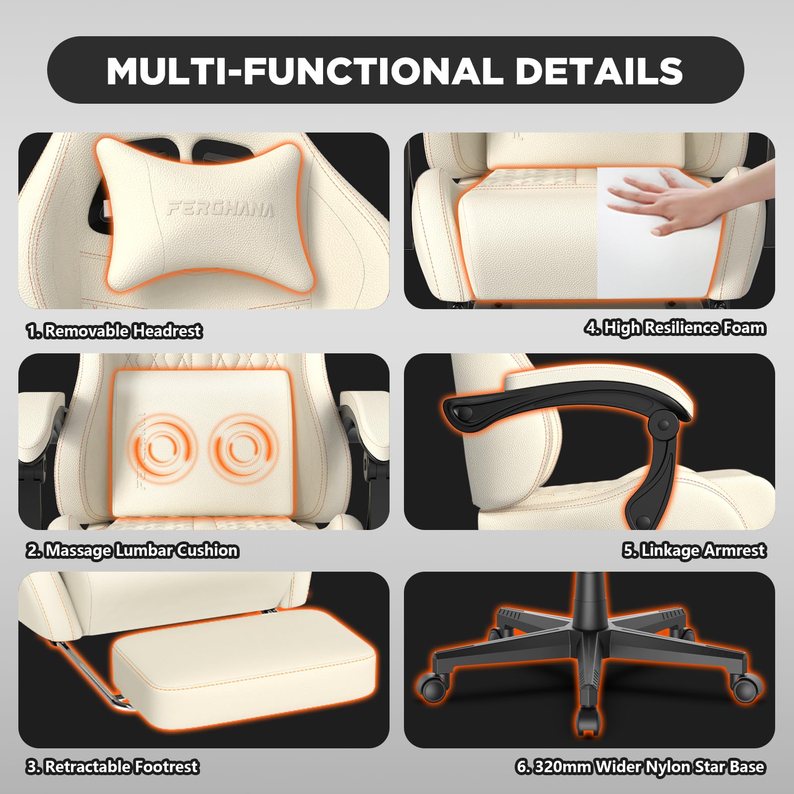 Vintage PU Leather Gaming Chair, Ergonomic Gamer Chair with Massage