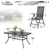 Patio Umbrella, 59"x35.4" Rectangle Metal Dining Table