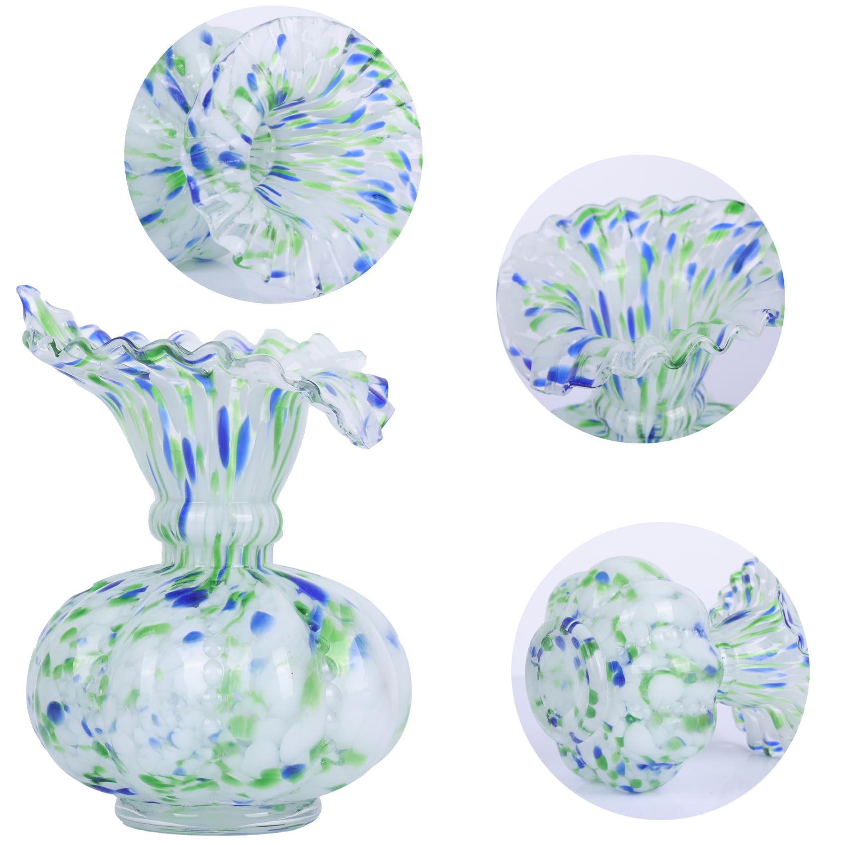 Handcrafted 9.45" H Blown Glass Bubble Vase
