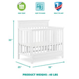 Harbor 4-in-1 Convertible Mini Crib in White, Greenguard Gold Certified