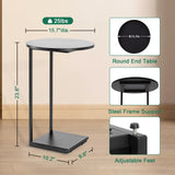 C Shaped End Table,Round C Table,Snack Side Table for Sofa and Bed