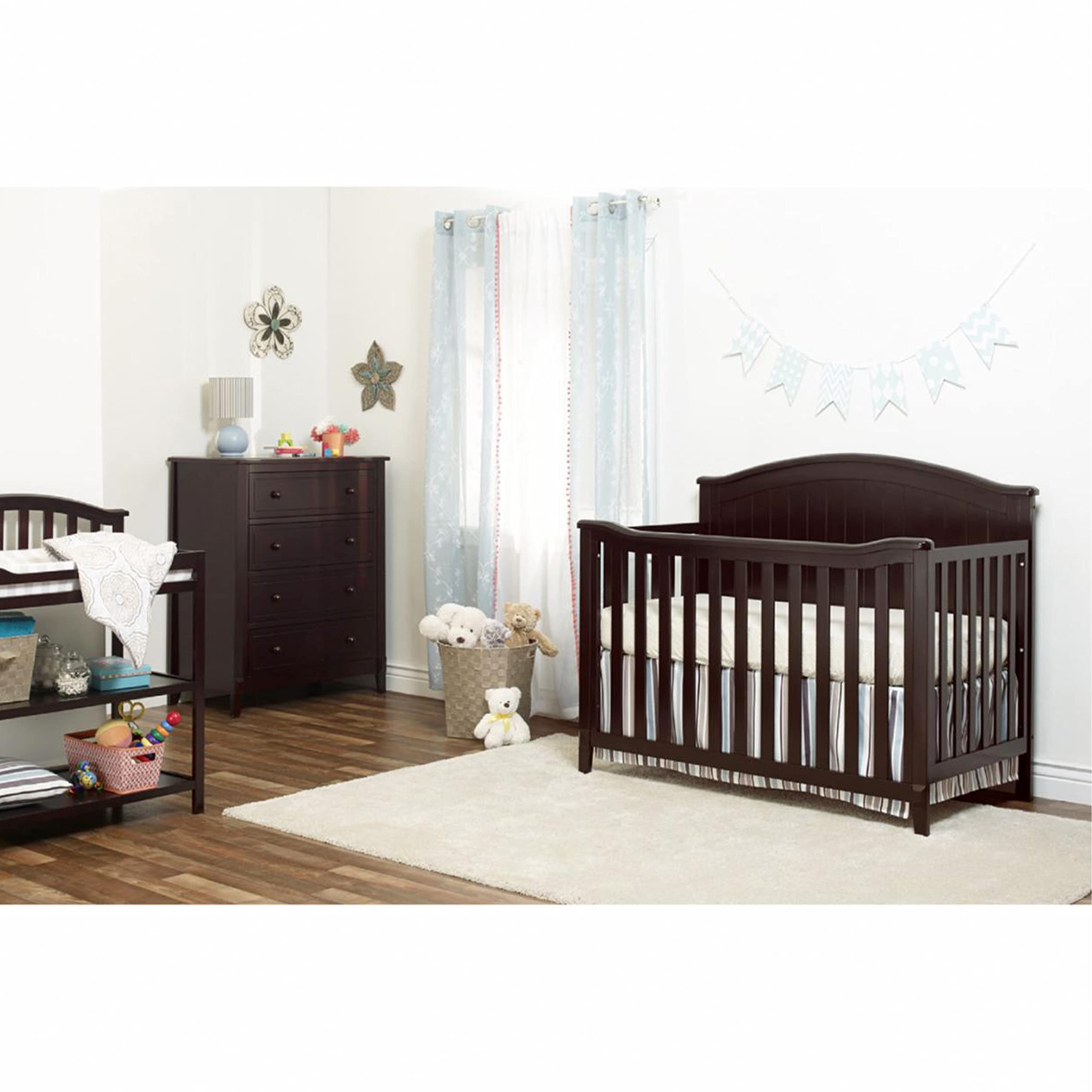 Fairview Crib, Classic 4-in-1 Convertible Crib, Made of Wood, Non-Toxic Finish, Wooden Baby Bed, Toddler Bed, Child’s Daybed and Full-Size Bed, Nursery Furniture - Espresso