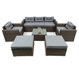 Patio Rattan Wicker Outdoor Conversation Set with Thick Cushions