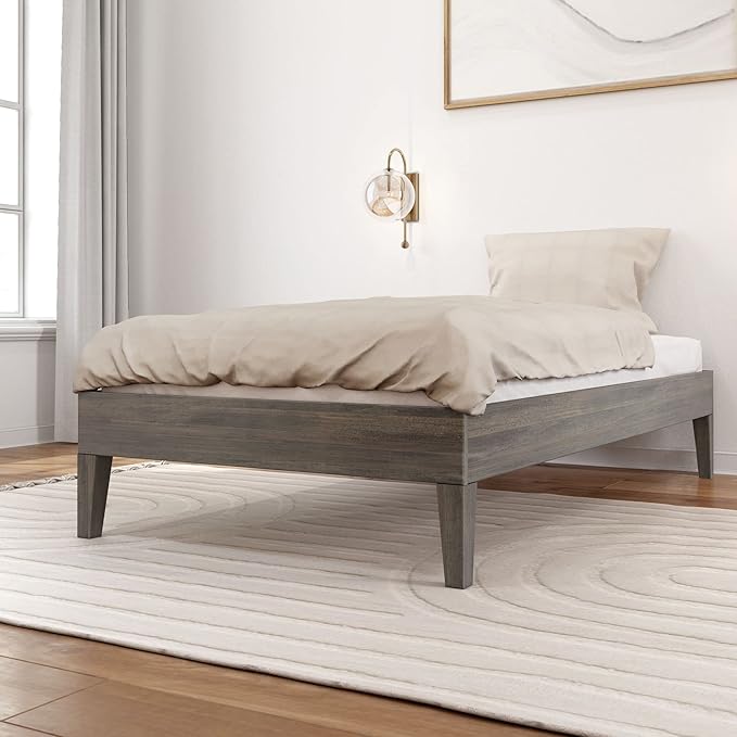 Solid Wood Platform Bed Frame, Strong Wood Slat Support