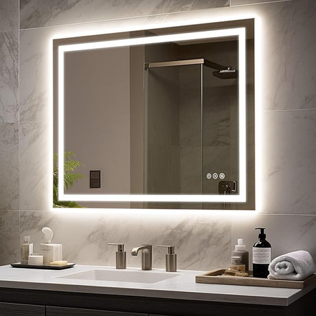 LED Bathroom Mirror with Light Bathroom Vanity Mirror 40x32 Inch Anti-Fog