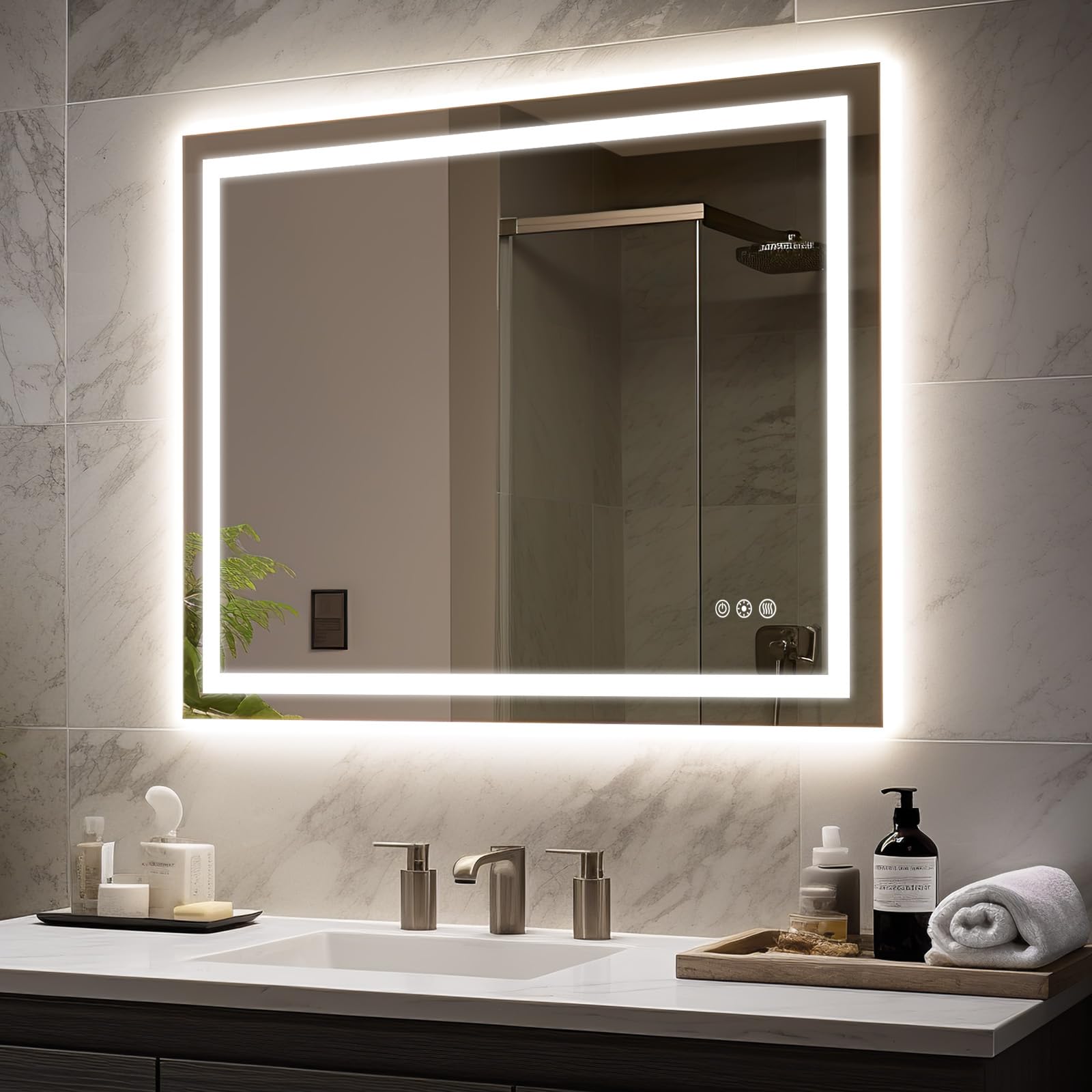 LED Bathroom Mirror with Light Bathroom Vanity Mirror  Anti-Fog