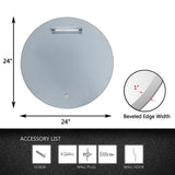 24 Inch Frameless Round Mirror, Circle Wall Mirror with Beveled Polished Edge for