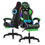 Ergonomic Gaming Chair with Massage, Bluetooth Speakers & LED Lights