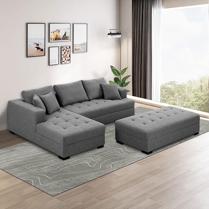 3 Piece Sectional Sofa 111.5" Set Living Room Furniture Set, Modern Couch