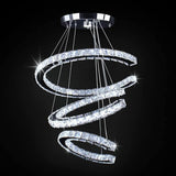 Modern Chandelier, Rectangular 2 Rings Crystal Pendant Chandeliers LED Pendant Ceiling