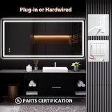 LED Bathroom Mirror 27x55 Inch with Adjustable Lighting & Anti-Fog