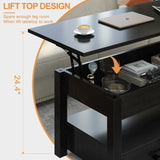 41.7'' Lift Top Coffee Table with 2 Storage Drawer Hidden Compartment Open Storage Shelf