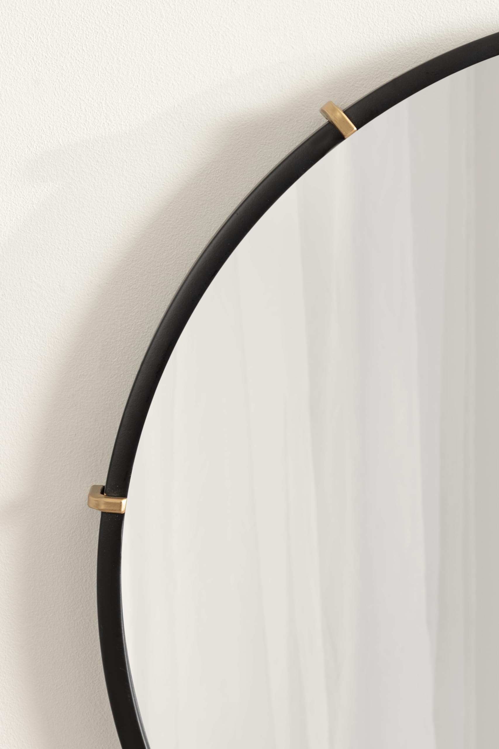 Venturi Modern Round Metal Wall Mirror - 27 Inch Black & Gold