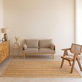 Natural Braided Jute Area Rug 8x10 - Off White Stripe Reversible