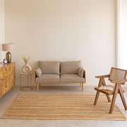 HOMEMONDE Natural Braided Jute Area Rug - 8'x10' Off White Stripe Eco Friendly Premium Fiber - Durable and Reversible Boho Farmhouse Decor Rugs for Living Room, Bedroom, Dinning Room, Kitchen, Office