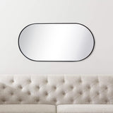 Black Oval Bathroom Mirror 20x40'' Pill Shaped Oblong Vanity Mirror Metal Framed