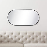 Black Oval Bathroom Mirror 20x40'' Pill Shaped Oblong Vanity Mirror Metal Framed