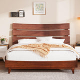 King Size Solid Wood Platform Bed Frame with Wooden Headboard, No Box Spring