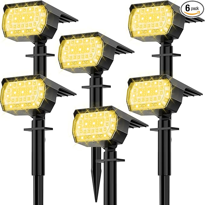 Solar Spot Lights Outdoor, [57 LED/6 Pack] Solar Lights Outdoor IP65 Waterproof